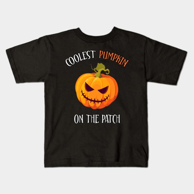 COOLEST PUMPKIN ON PATCH Halloween Costume gift Kids T-Shirt by star trek fanart and more